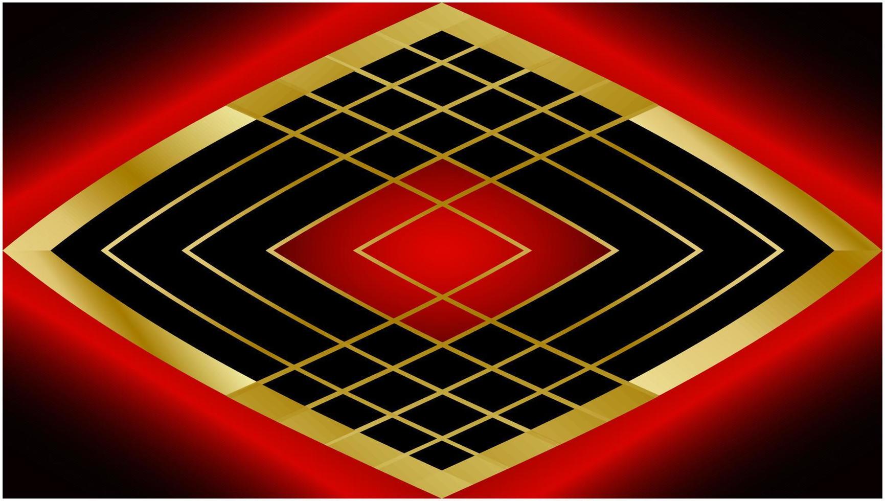 fondo de lujo rojo oscuro con elementos de triángulo dorado y decoración de efecto de luz brillante. vector