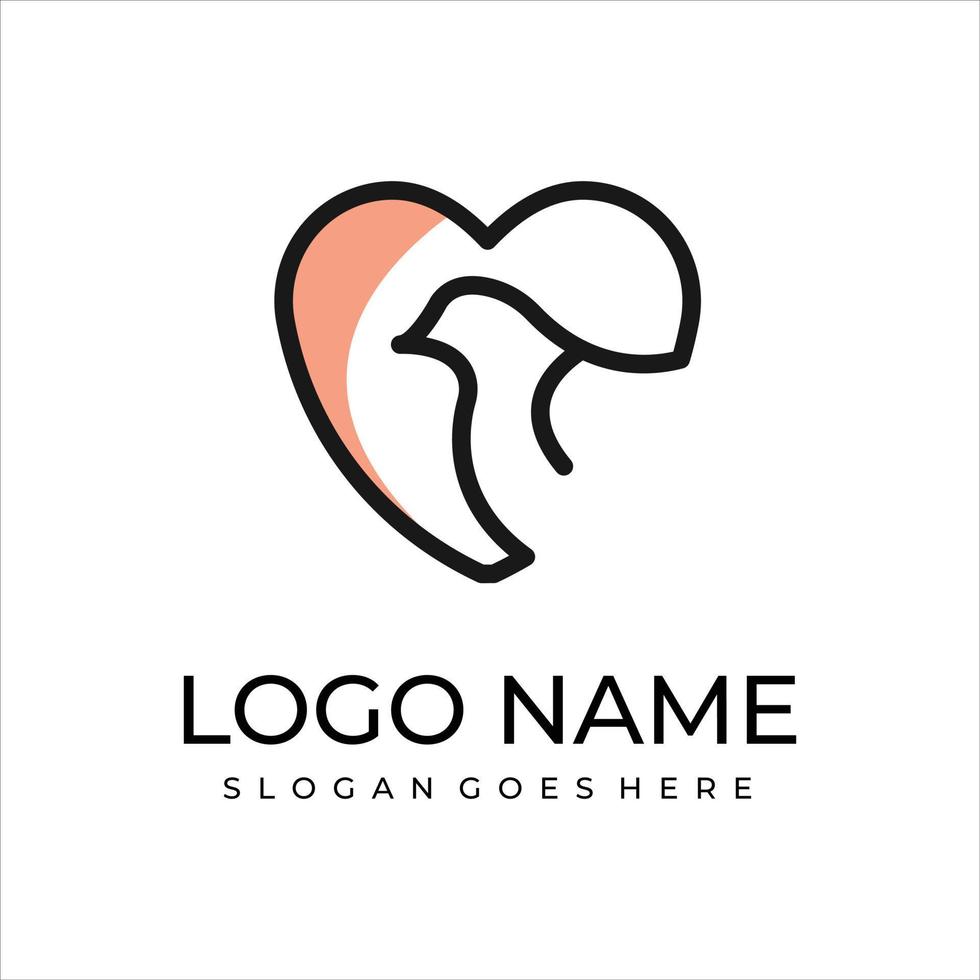 logotipo de pájaro de amor creativo vector