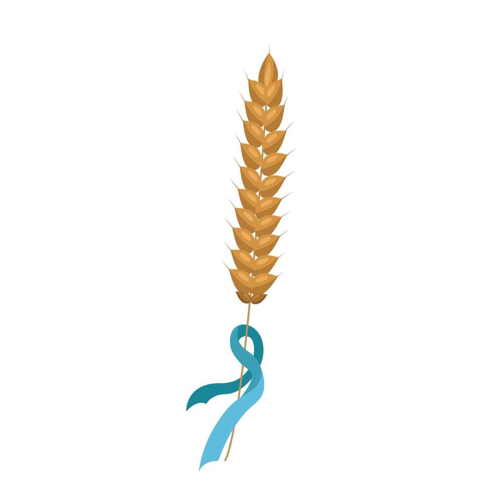 Spikelet of wheat with blue ribbon vector
