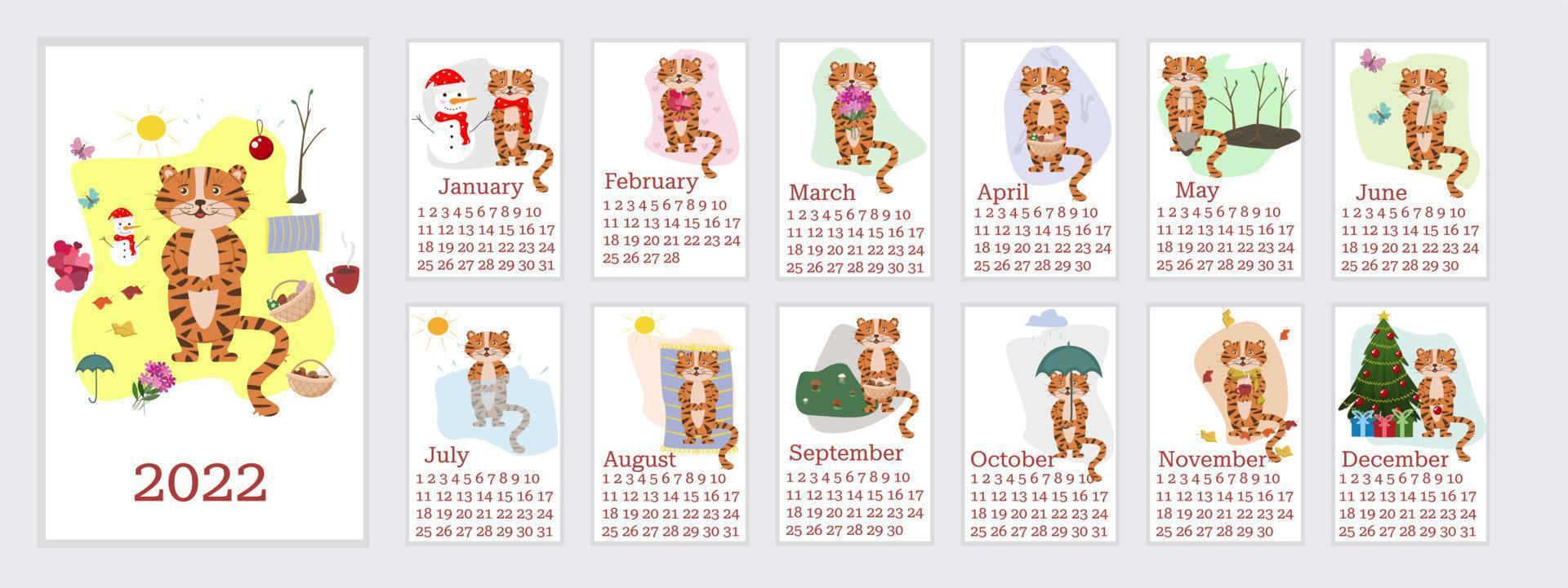 Calendar wih tiger vector