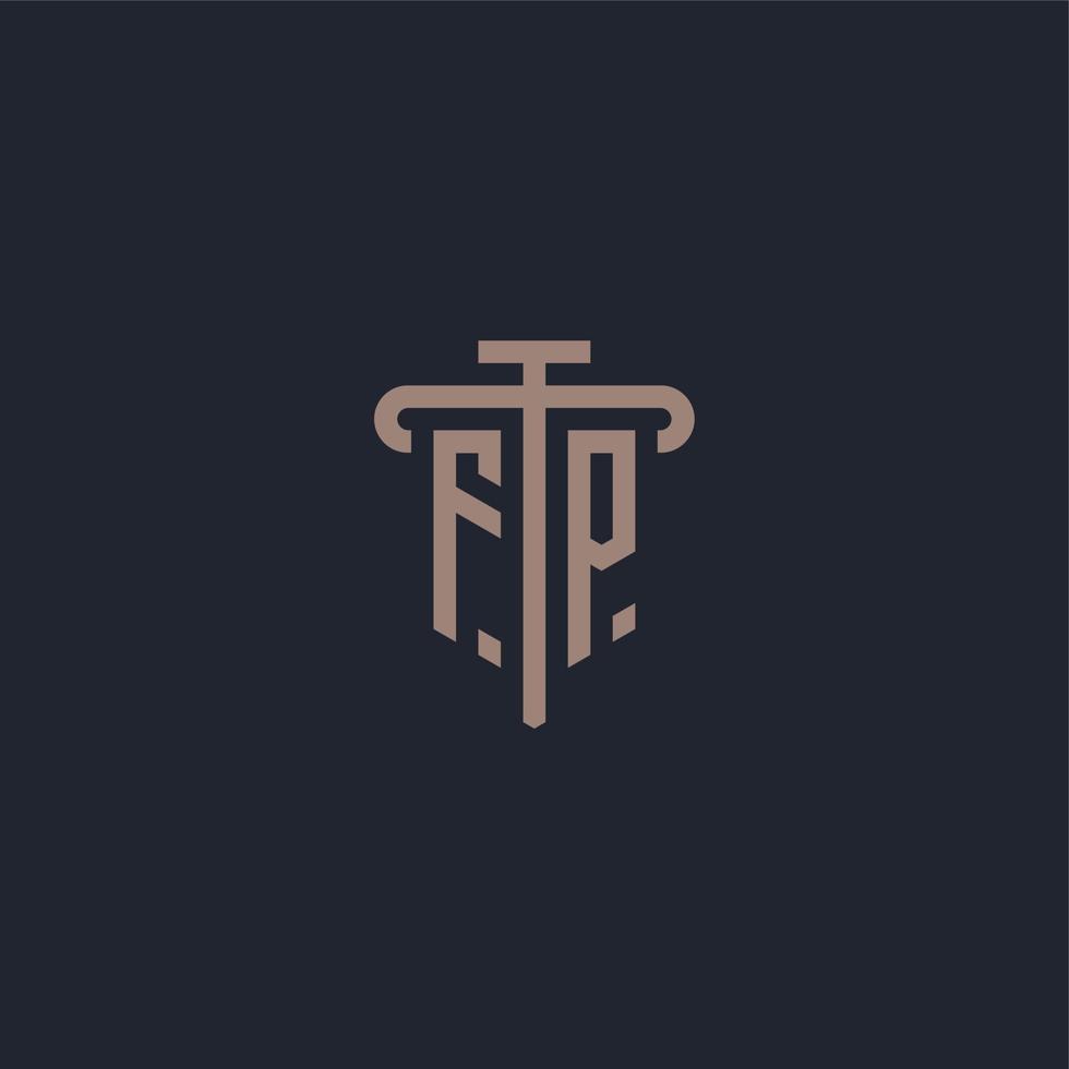 FP initial logo monogram with pillar icon design vector