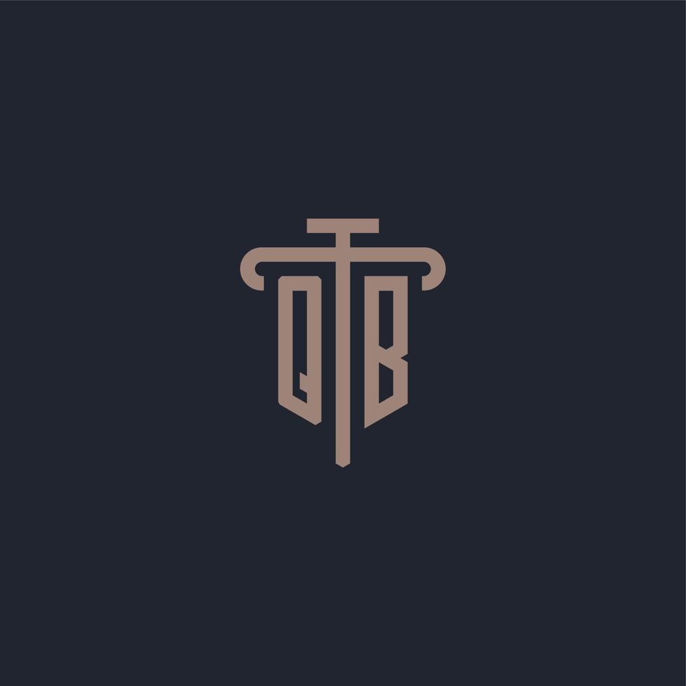 QB initial logo monogram with pillar icon design vector
