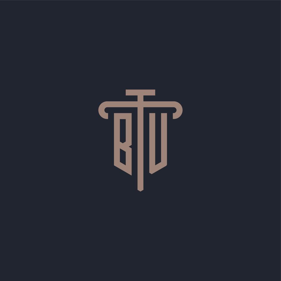 BU initial logo monogram with pillar icon design vector