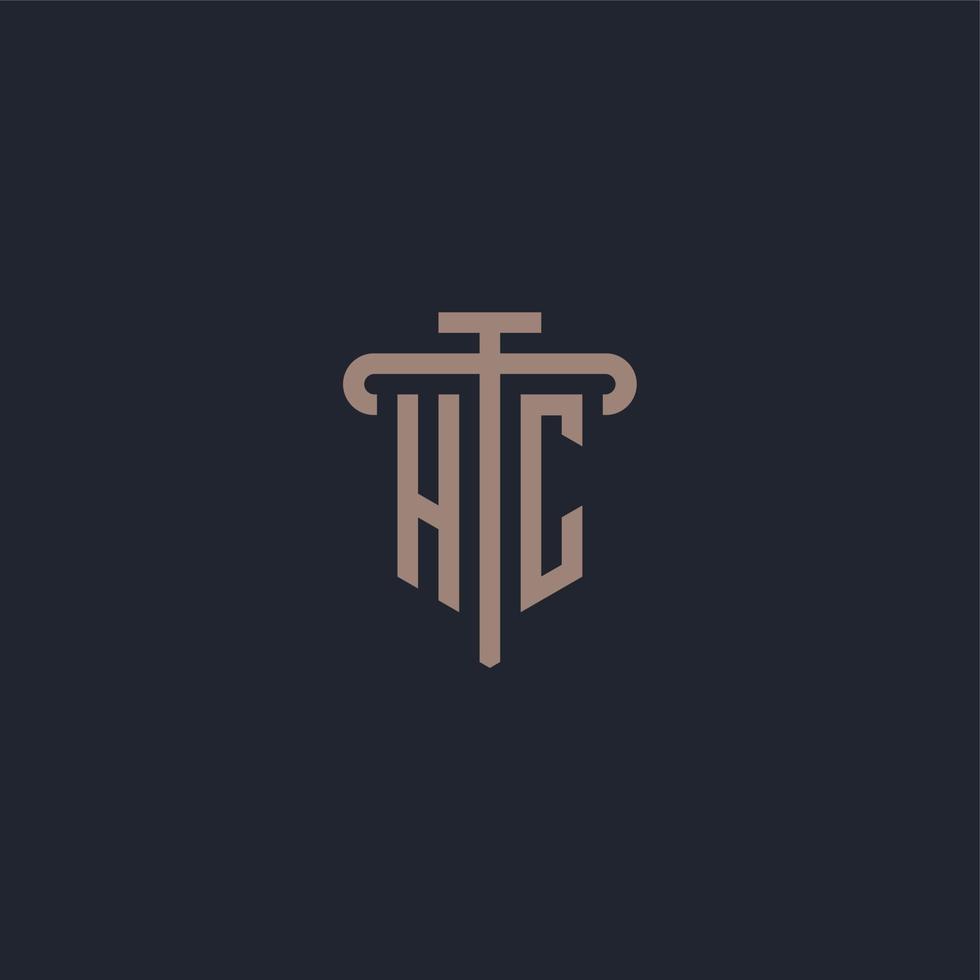 HC initial logo monogram with pillar icon design vector