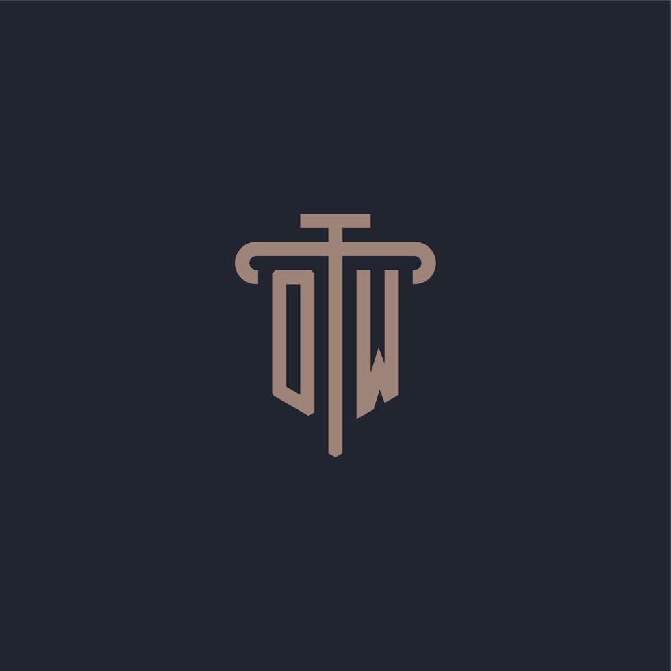 OW initial logo monogram with pillar icon design vector