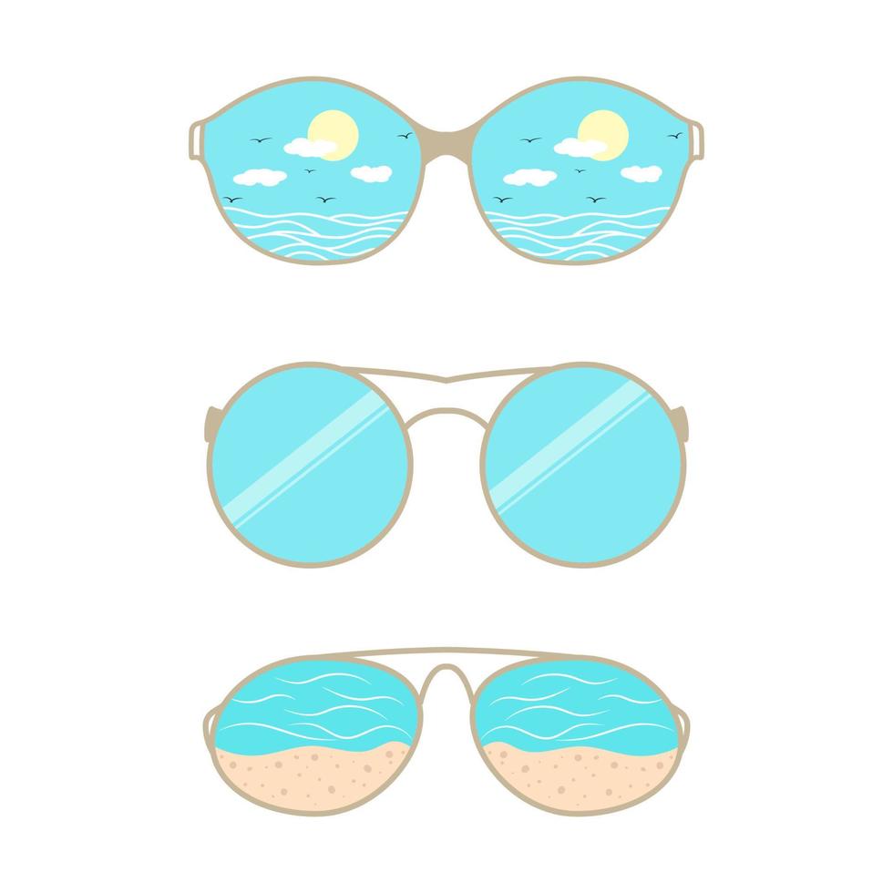 conjunto de ilustración de gafas de playa vector