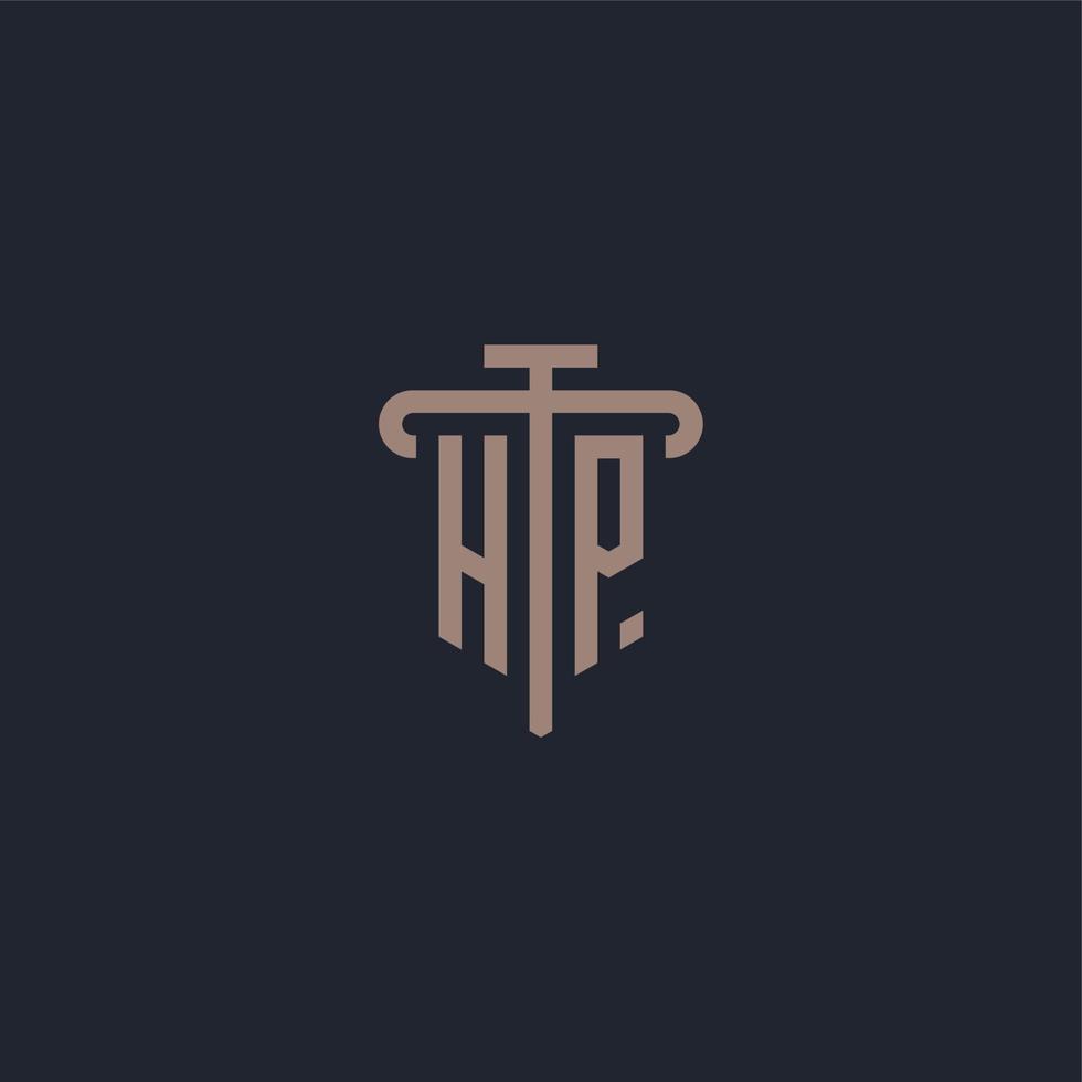 HP initial logo monogram with pillar icon design vector