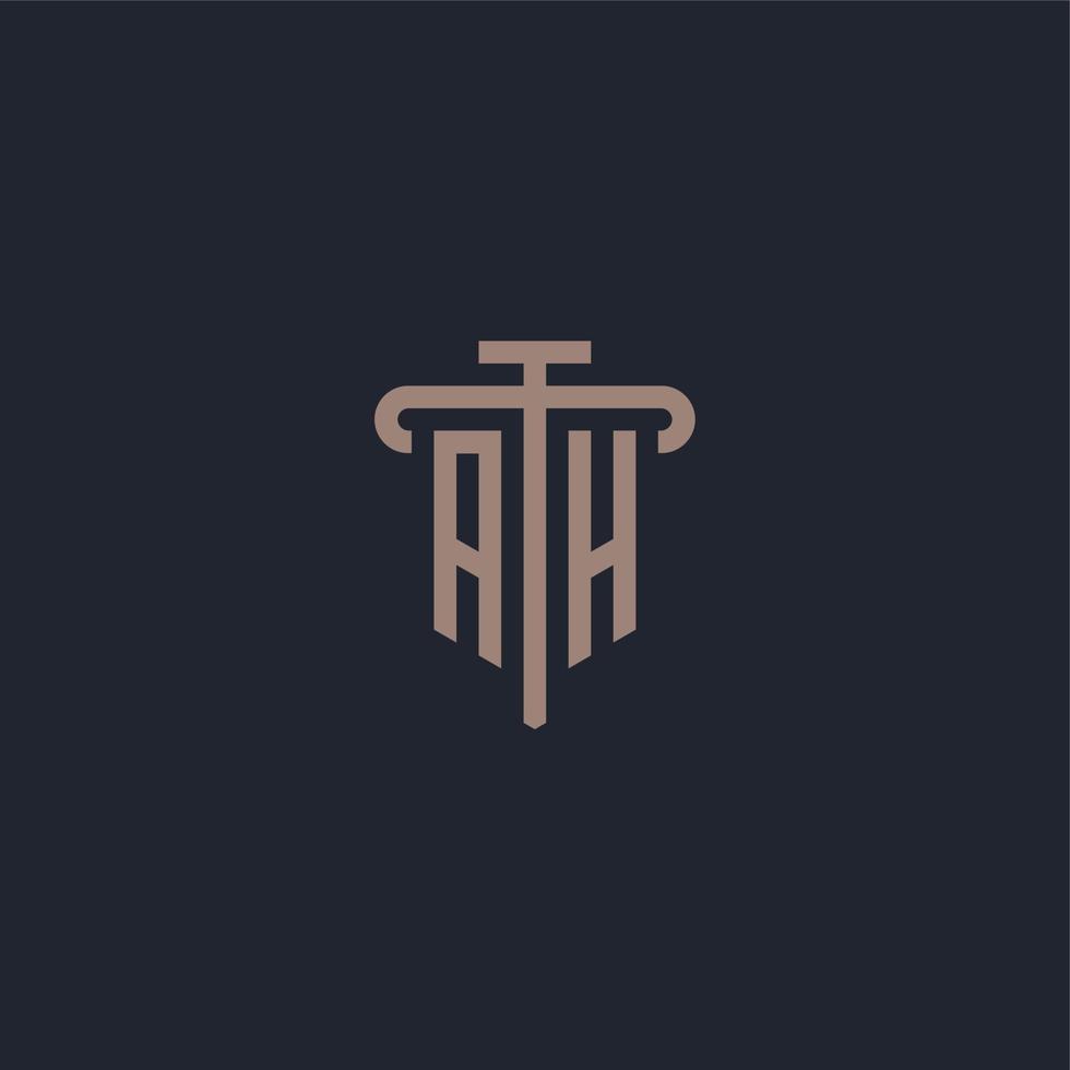 AH initial logo monogram with pillar icon design vector