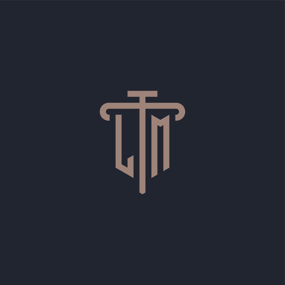 LM initial logo monogram with pillar icon design vector