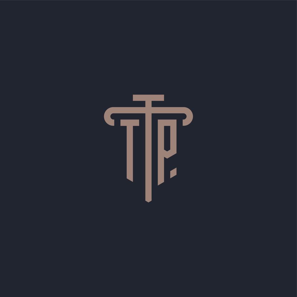 TP initial logo monogram with pillar icon design vector
