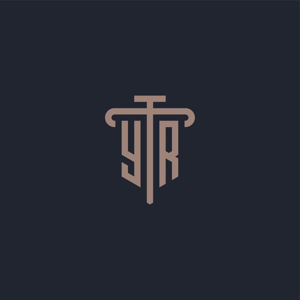 YR initial logo monogram with pillar icon design vector