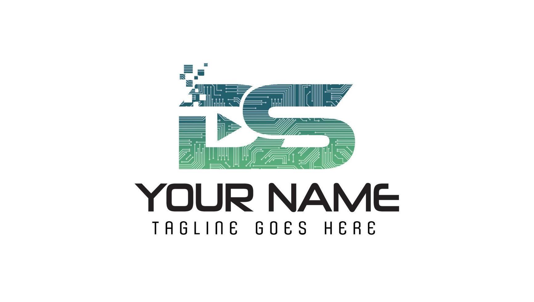 Digital Letters DS  monogram Logo Design Template vector