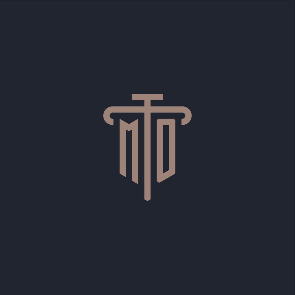 MO initial logo monogram with pillar icon design vector