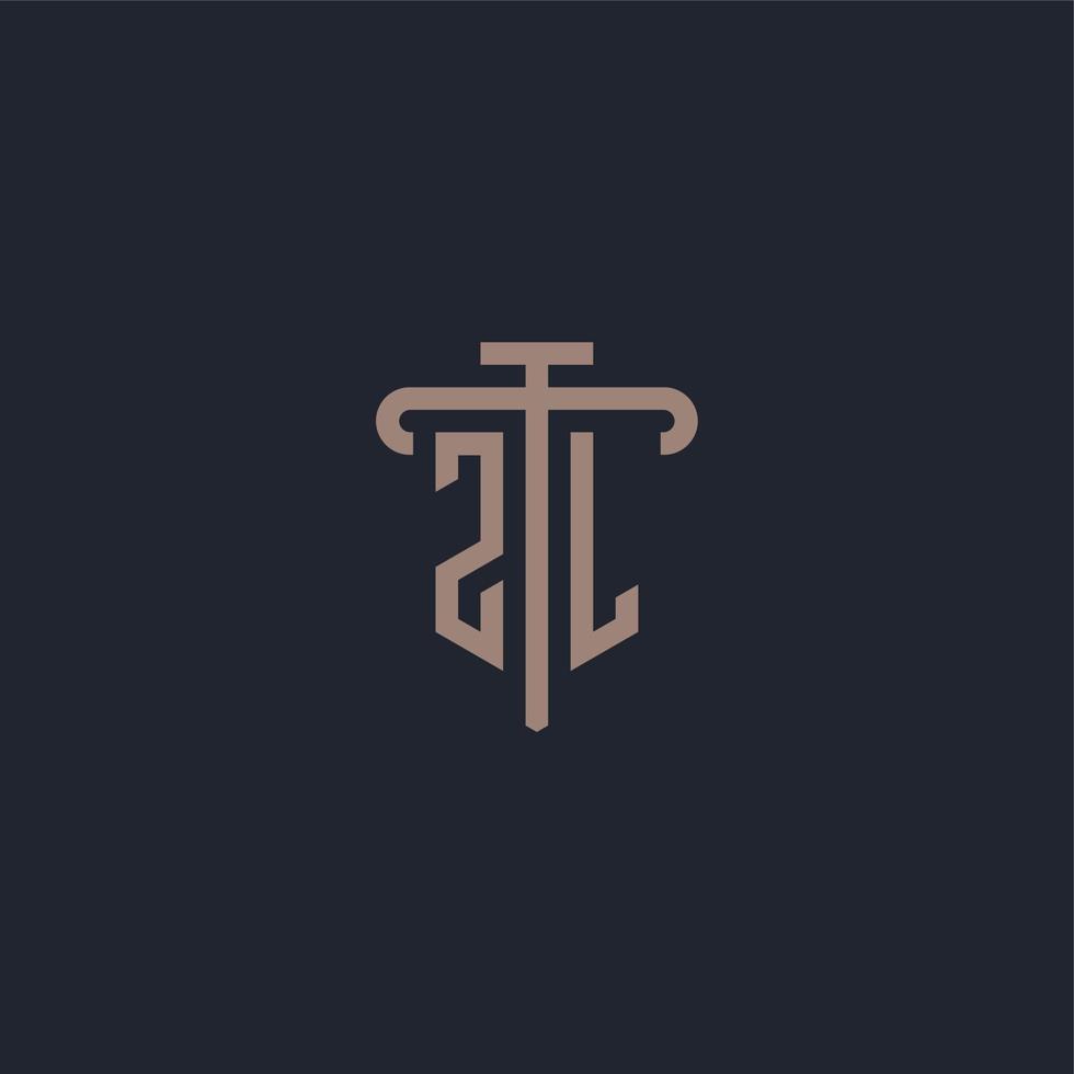 ZL initial logo monogram with pillar icon design vector