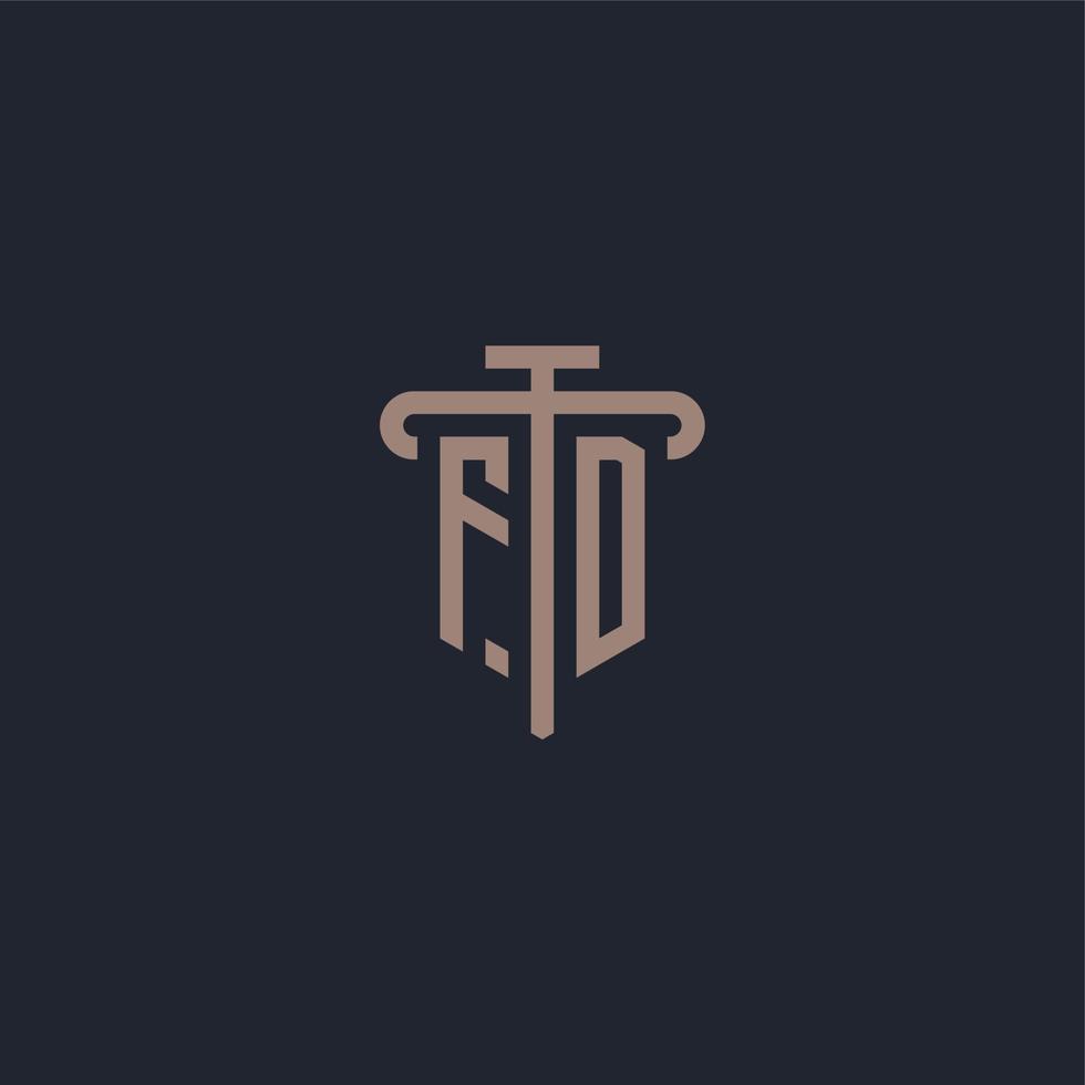 FD initial logo monogram with pillar icon design vector