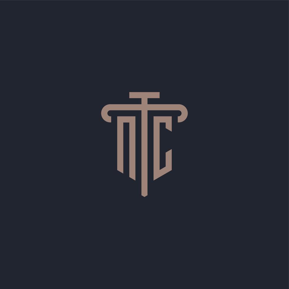 NC initial logo monogram with pillar icon design vector