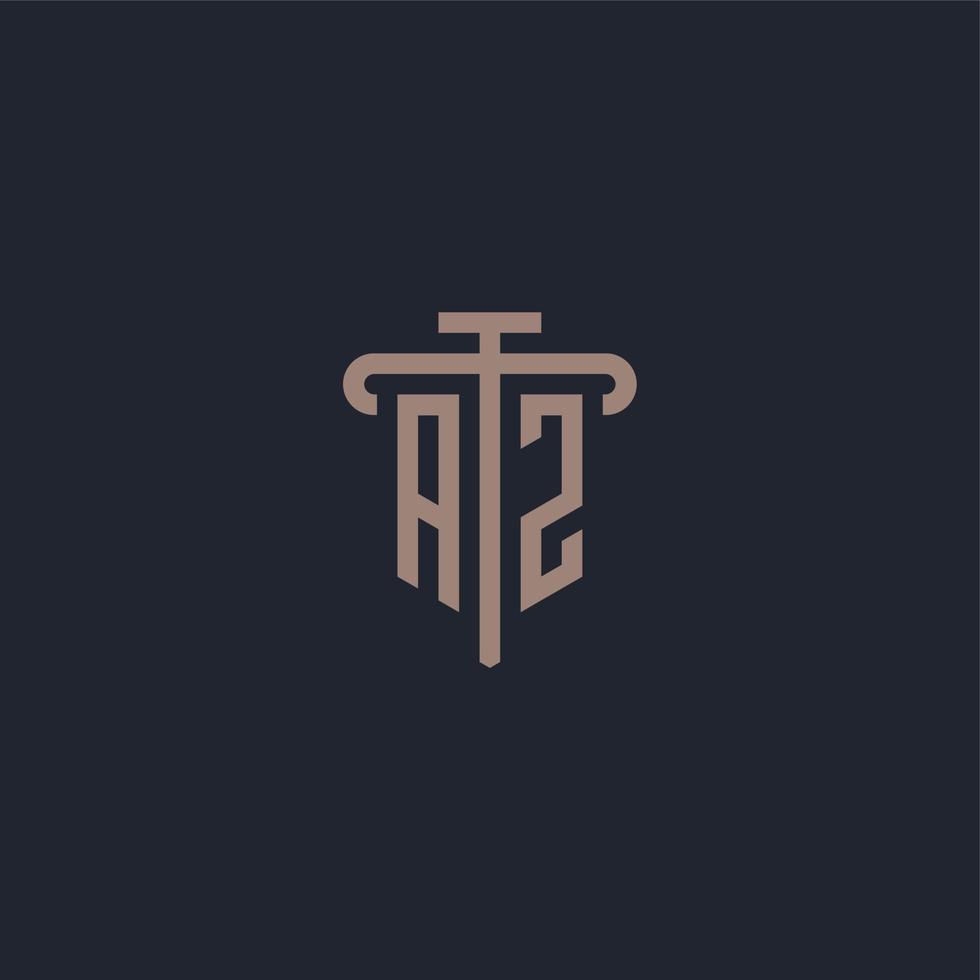 AZ initial logo monogram with pillar icon design vector