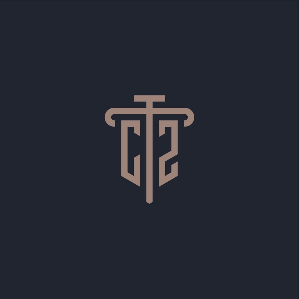CZ initial logo monogram with pillar icon design vector