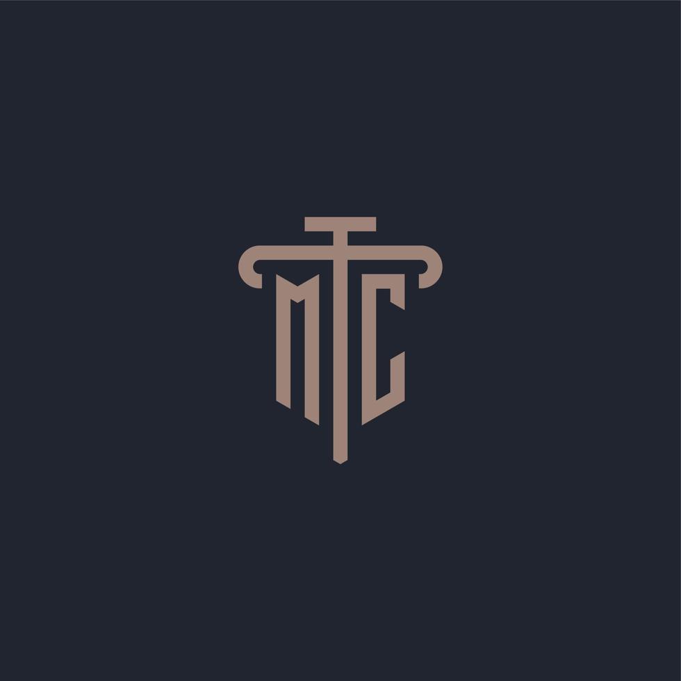 MC initial logo monogram with pillar icon design vector