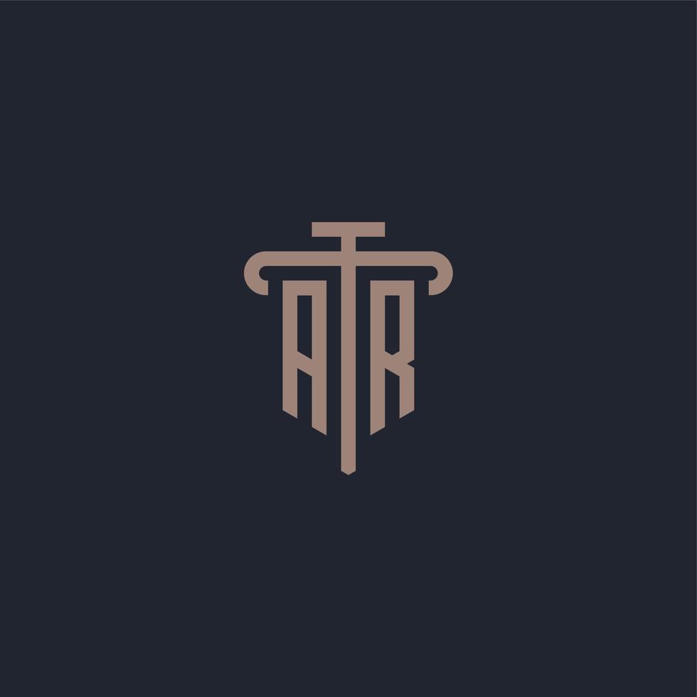 AR initial logo monogram with pillar icon design vector
