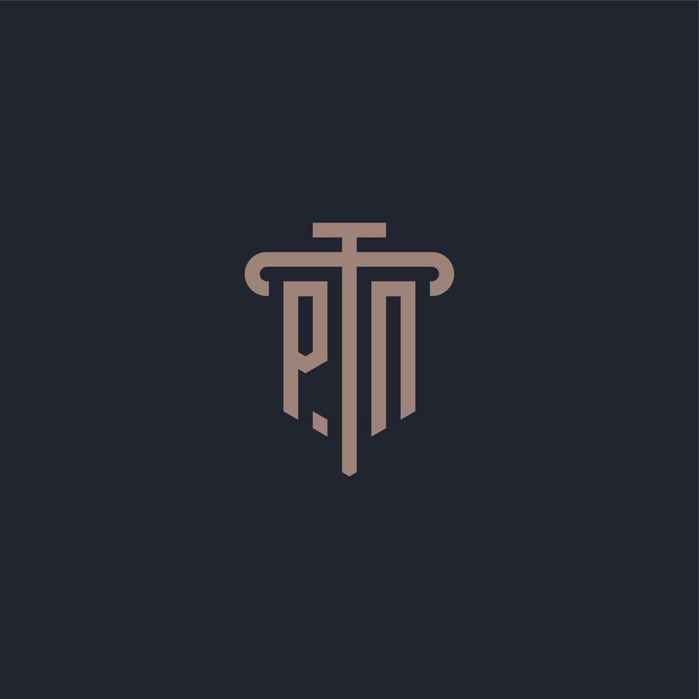 PN initial logo monogram with pillar icon design vector
