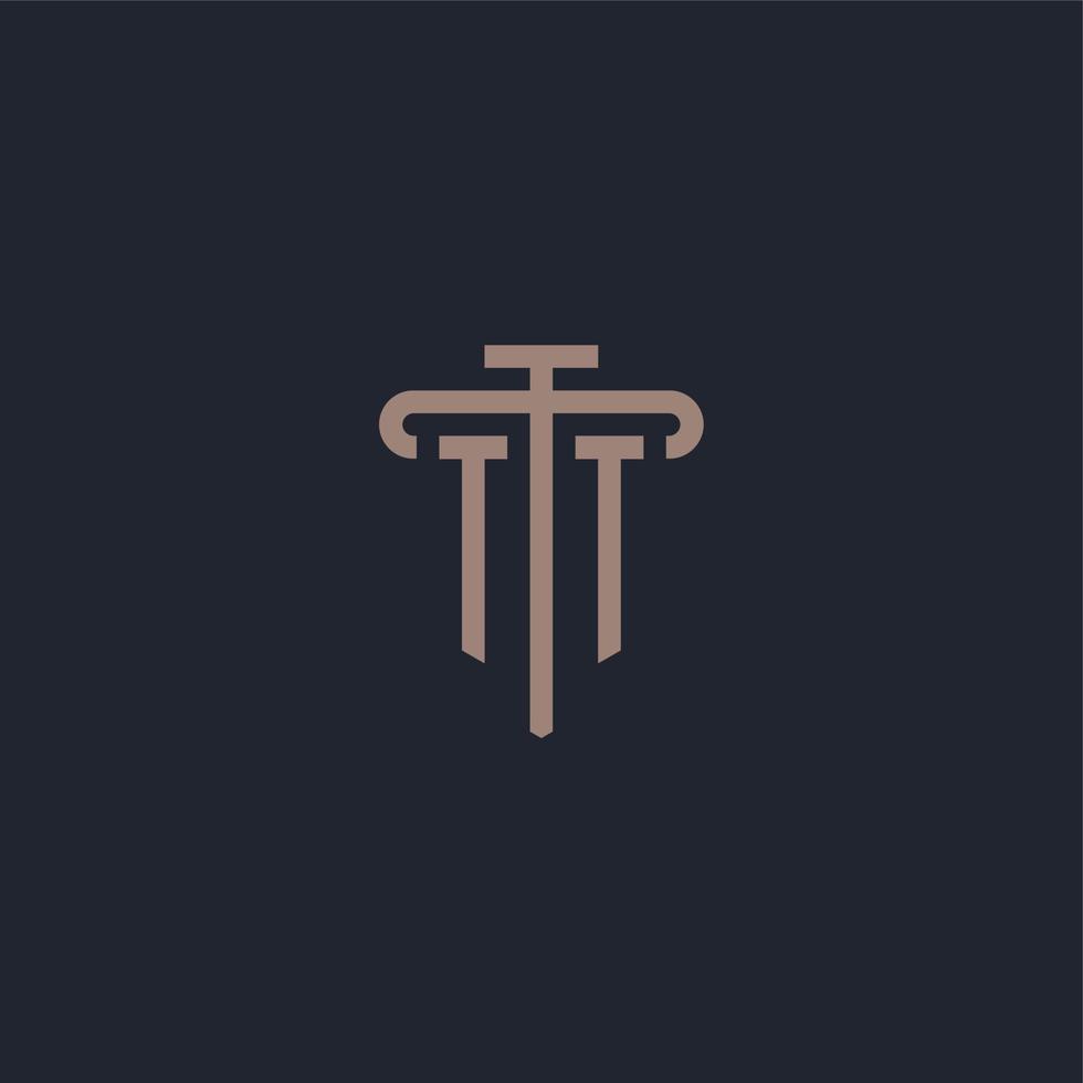 TT initial logo monogram with pillar icon design vector