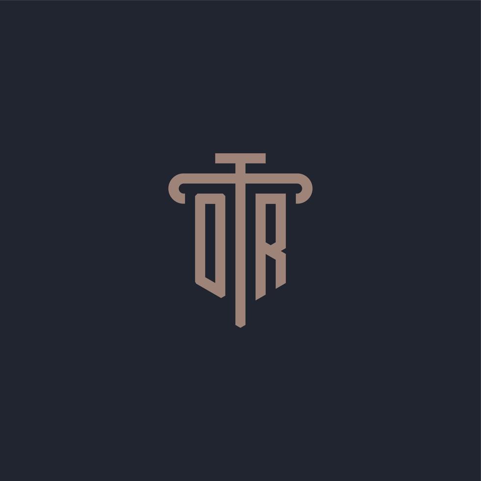 OR initial logo monogram with pillar icon design vector