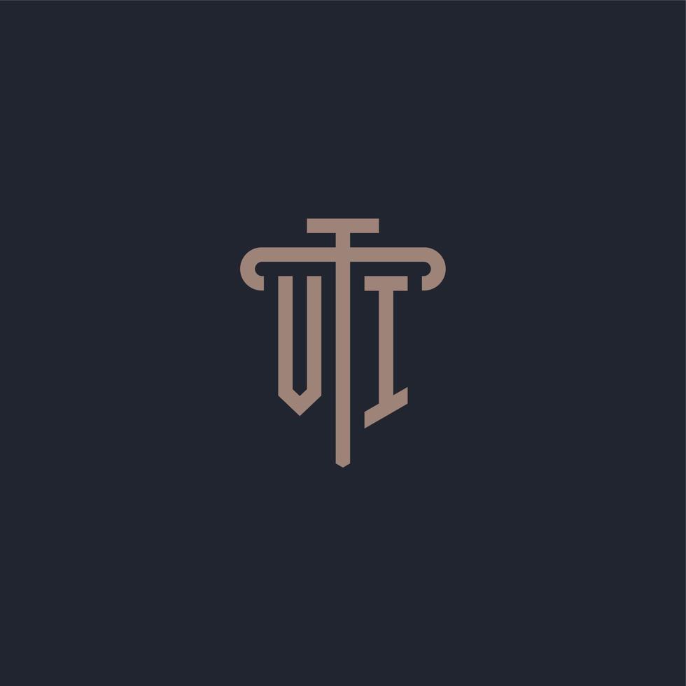 VI initial logo monogram with pillar icon design vector