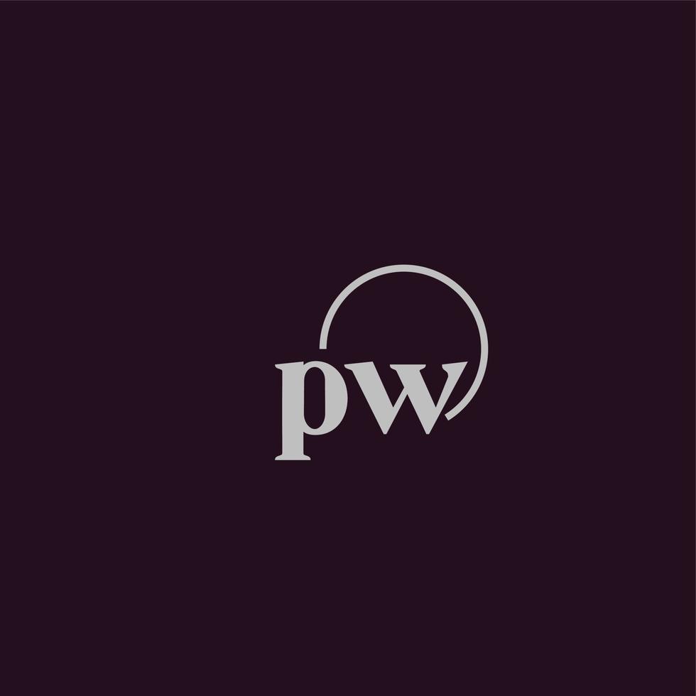 monograma del logotipo de las iniciales pw vector