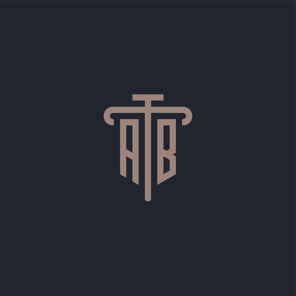 AB initial logo monogram with pillar icon design vector