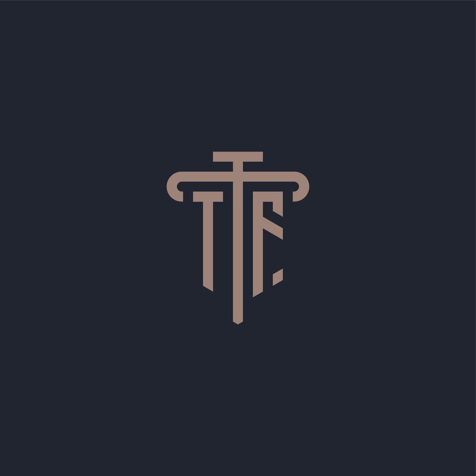 TF initial logo monogram with pillar icon design vector