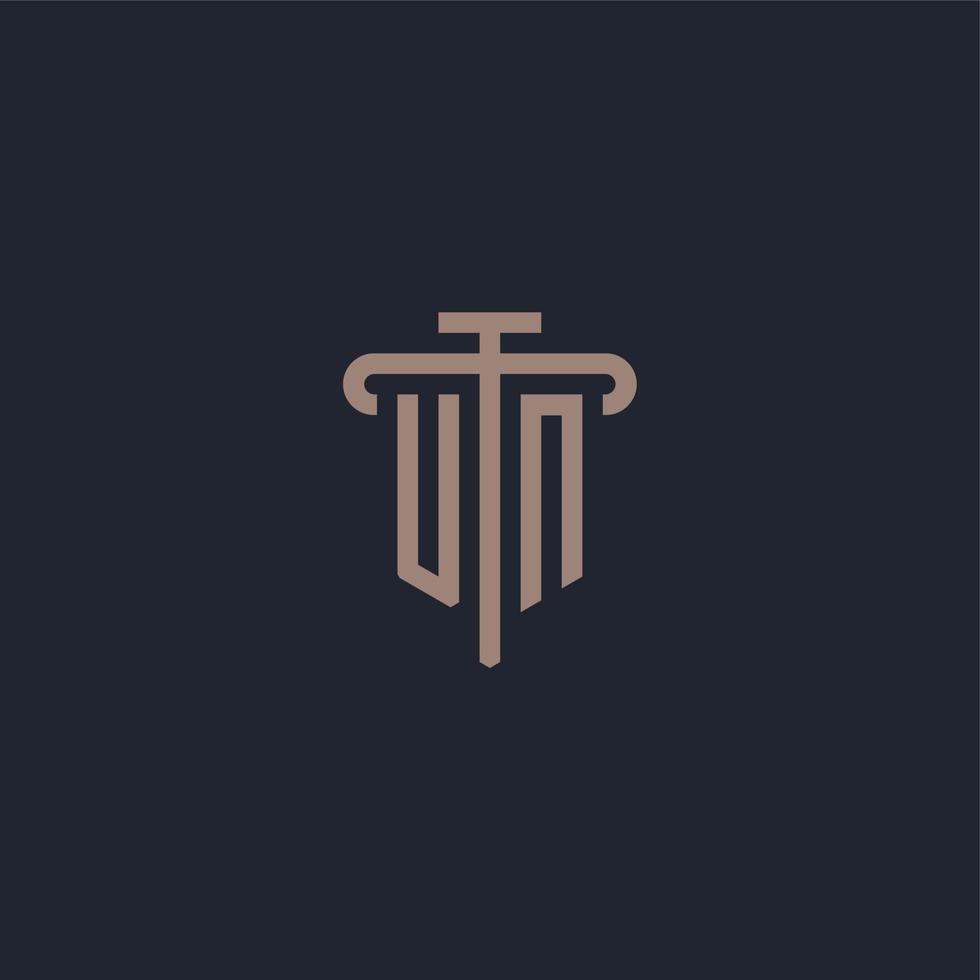 UN initial logo monogram with pillar icon design vector