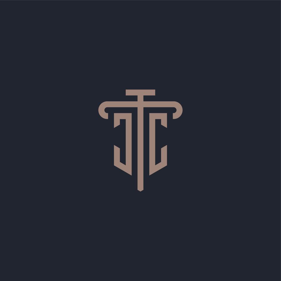 JC initial logo monogram with pillar icon design vector