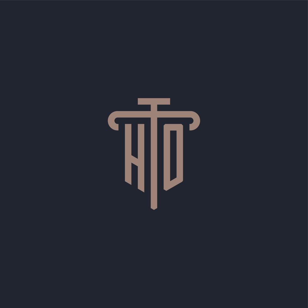 HO initial logo monogram with pillar icon design vector