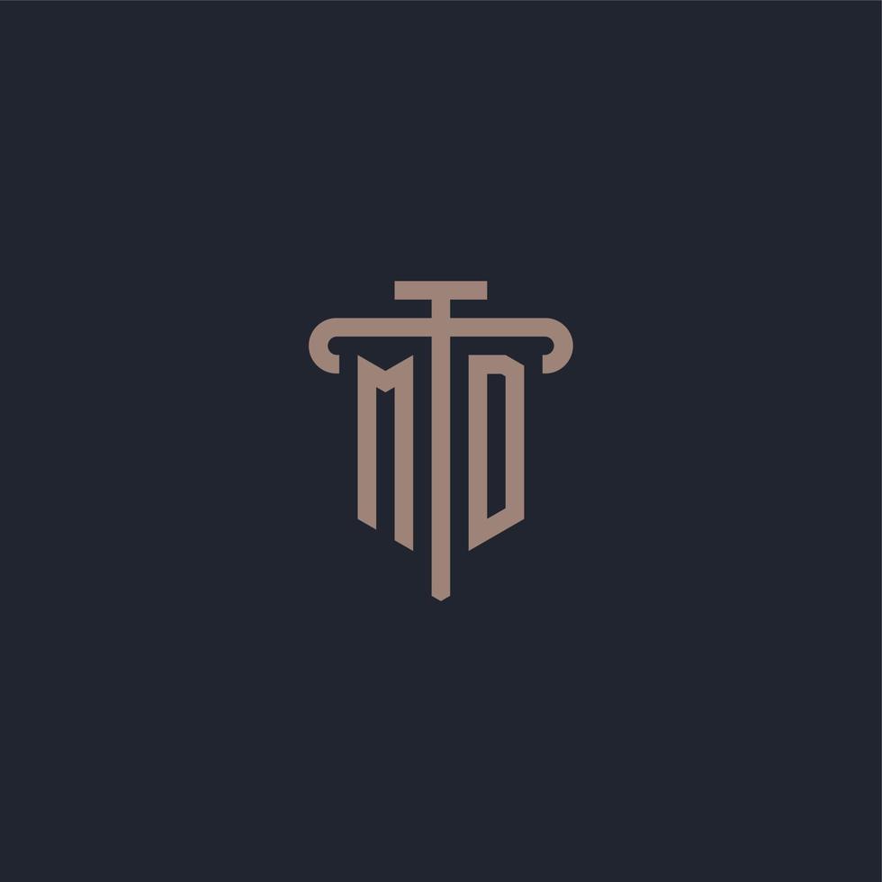 MD initial logo monogram with pillar icon design vector