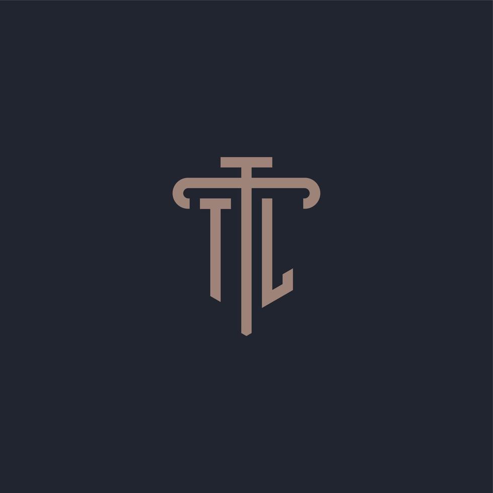TL initial logo monogram with pillar icon design vector