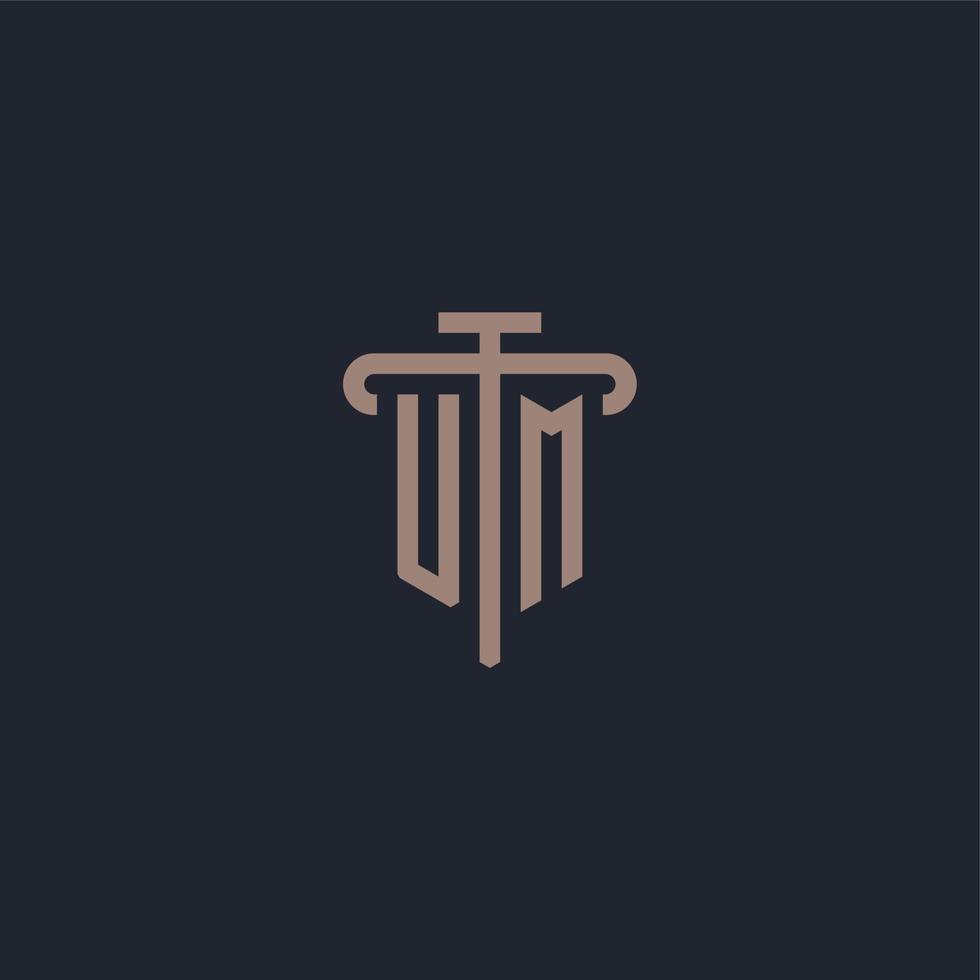 monograma de logotipo inicial de um con vector de diseño de icono de pilar