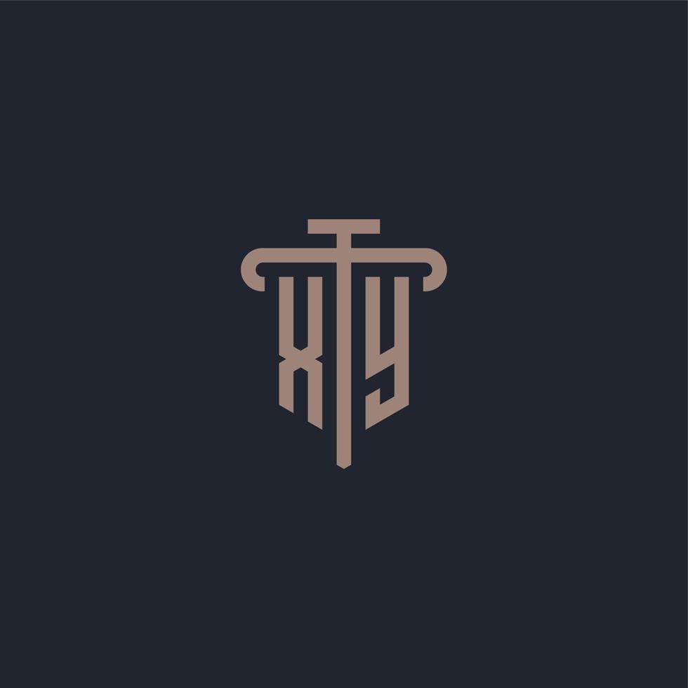 XY initial logo monogram with pillar icon design vector