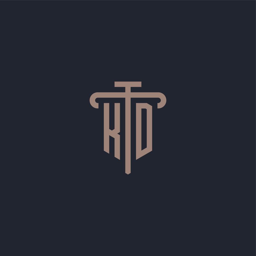 KD initial logo monogram with pillar icon design vector