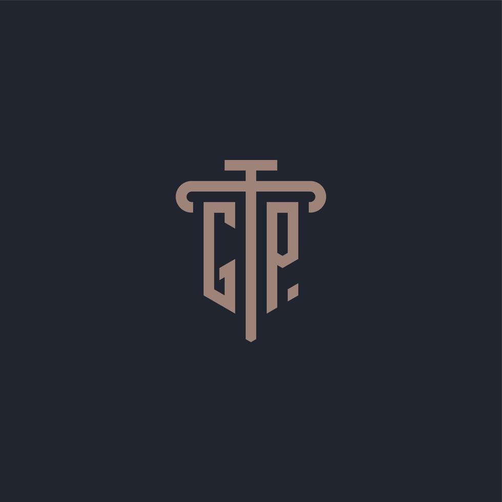 GP initial logo monogram with pillar icon design vector