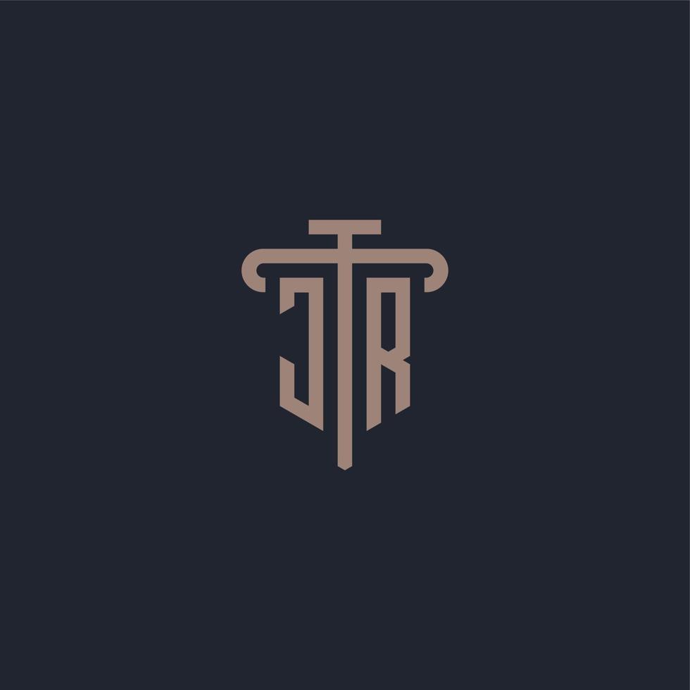 JR initial logo monogram with pillar icon design vector