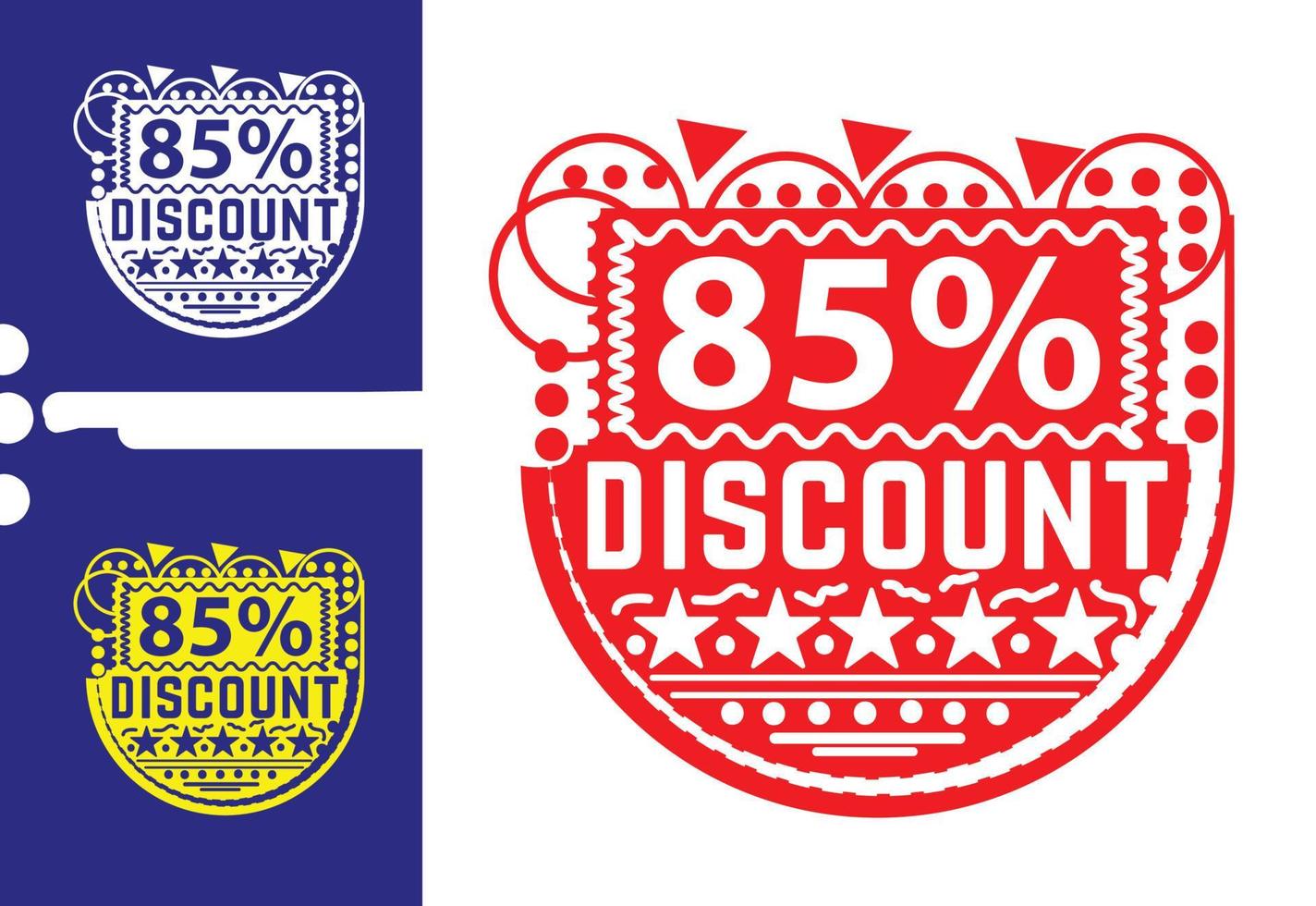 85 percent discount sticker and logo design template vector