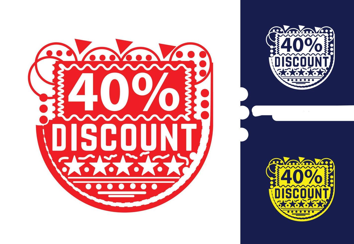 40 percent discount sticker and logo design template vector