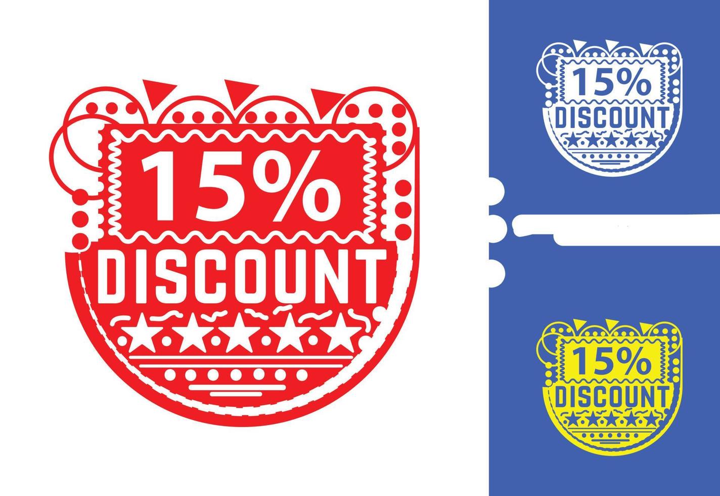 15 percent discount sticker and logo design template vector