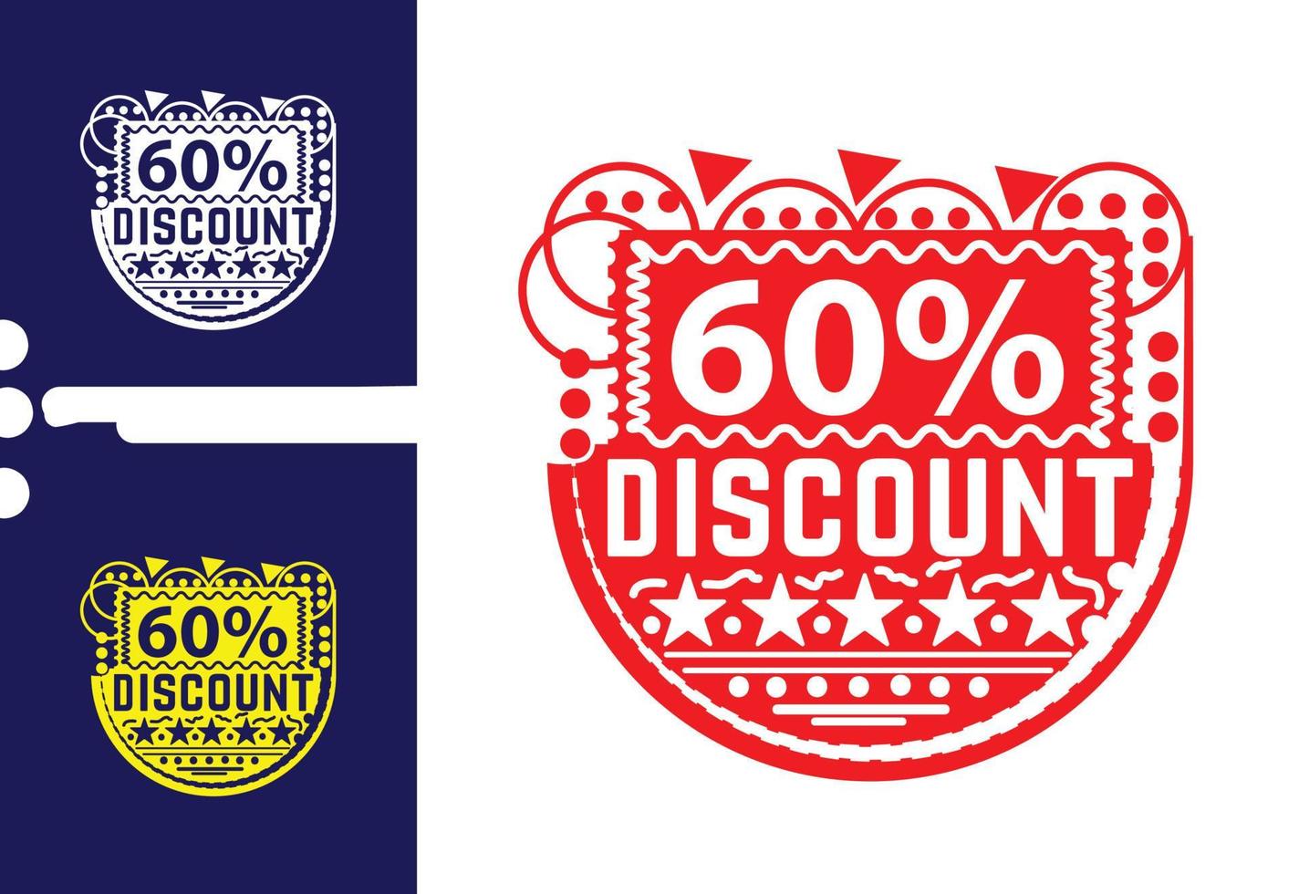 60 percent discount sticker and logo design template vector