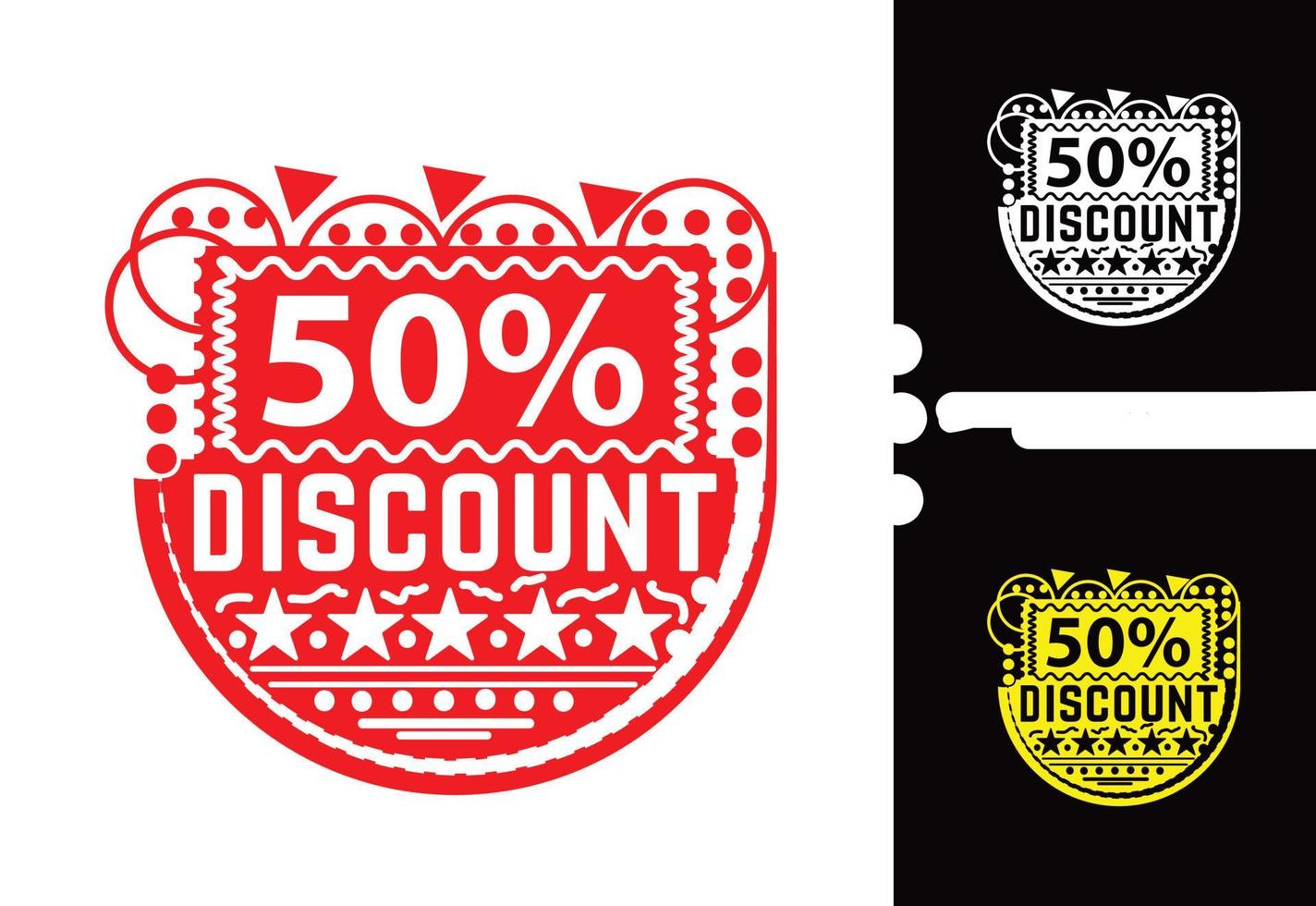 50 percent discount sticker and logo design template vector