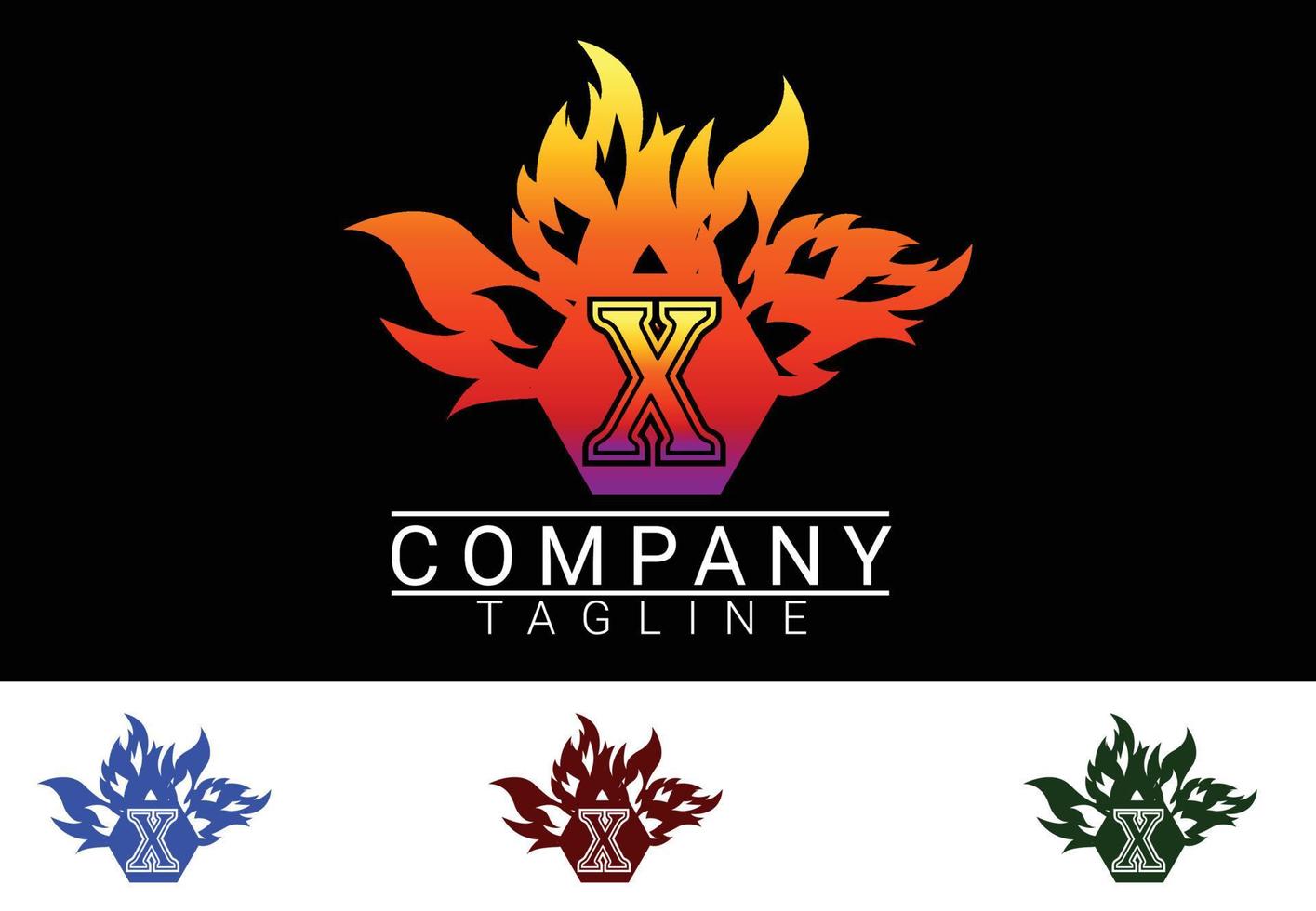 plantilla de diseño de logotipo, camiseta y pegatina de letra x de fuego vector