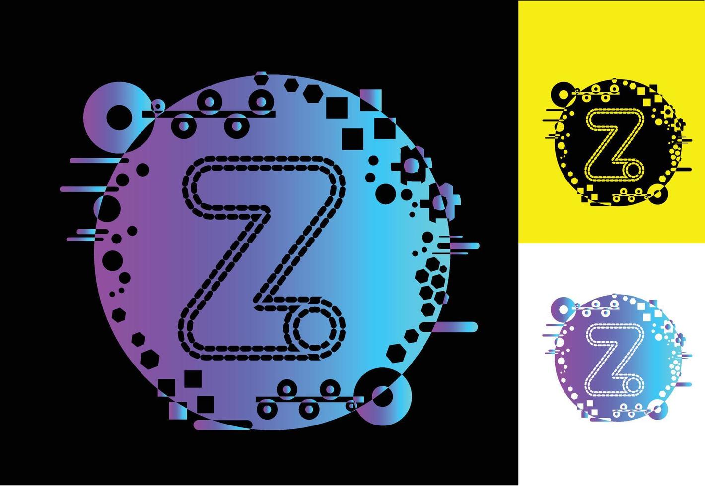 Z technology logo, icon, t shirt, sticker design template vector