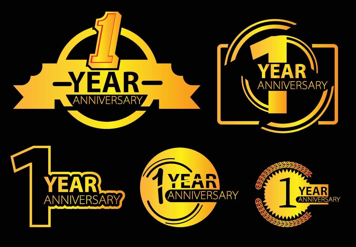 1 year anniversary logo, sticker, icon and t shirt design template vector