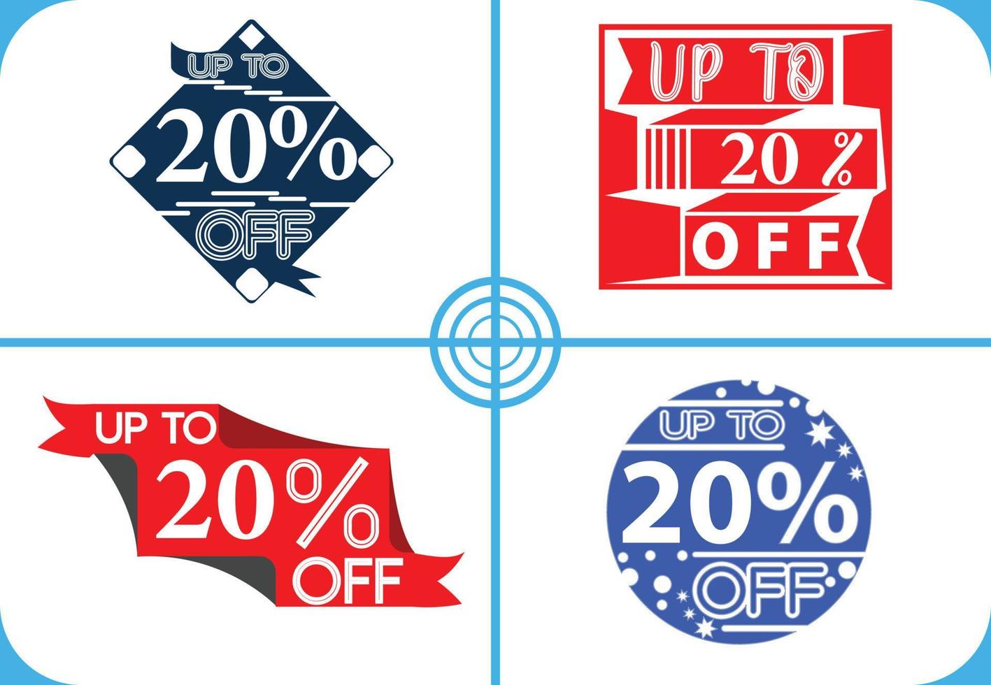 Up to 20 percent off logo, sticker, icon and t shirt design template vector